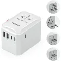 TESSAN Universal Reiseadapter Weltweit mit 3 USB C und 2 USB A für USA Reiseadapter grau