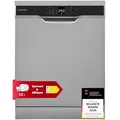 Telefunken Geschirrspüler freistehend 60 cm, Spülmaschine Silber, 12 Maßgedecke, 6 Programme, AquaStop, Startzeitvorwahl, leise 45 dB, Speed-Wash, Eco, höhenverstellbar, Besteckkorb, GFS6012DI