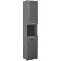 Hochschrank INOSIGN "Avena", grau (grau hochglanz), B:37cm H:190cm T:31cm, Schränke, Badezimmerhochschrank mit offenem Fach, 2 Türen und 2 Einlegeböden