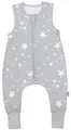 TupTam Sommerschlafsack Baby mit Beinen– Leichter Schlafsack Baby Sommer 0.5 TOG, OEKO-TEX, Farbe: Weiße Sterne/Grau, Größe: 80-86
