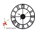 Samilito Große Wanduhr im Vintage-Stil, rund, geräuschlos, schwarz. Gratis dazu EIN Extraset Uhrzeiger in Gold.