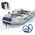 ArtSport Schlauchboot, bis 6 Personen - inkl. Luftpumpe, Paddel und mehr blau|grau 170 cm x 380 cm x 77 cm