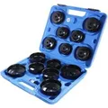 CCLIFE 15tlg Ölfilter Schlüsselset mit 14 Kappen 65-100mm und Adaptern für 3/8 Zoll und 1/2 Zoll Antrieb