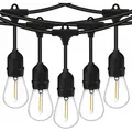 LUMILED Lichterkette Außen 10M mit 10 E27 1W LED Lampe ST45 Warmweiß 2700K 230V Garten Deko Terrasse verlängerbar IP44 Spritzwasserdicht Wetterfest - Schwarz