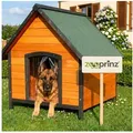 Zooprinz Hundehütte Luna mit Klappdach und Lamellen, Bitumenbahnen, wetterfest lasiertes Kiefernholz, für große Hunde 97 cm x 101 cm x 111 cm