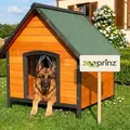 zooprinz Hundehütte Luna Klappdach Lamellen Kiefernholz Wetterfest 111x101x97cm (BxHxT) - Braun