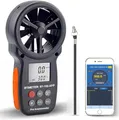 BTMETER Anemometer Bluetooth Wireless Handheld, BT-100APP Digital Windmesser CFM Messgerät, LCD Wind Speed Meter Gauge, Windgeschwindigkeit Temperatur Wind Chill Tester