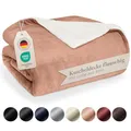 Blumtal Premium Sherpa Kuscheldecke flauschig 130x150 cm - Oeko-Tex zert. Sofa Decke mit Dicker Sherpa-Innenseite - super Flauschige Sherpa Decke extra dick und wärmend - Plüschdecke - Dusty Pink