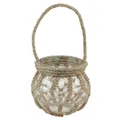 Makramee Glas Deko Hängedeko Glastopf Ø16cm H29cm Blumenampel LED-Windlicht