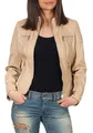 Malito Damen Jacke - figurbetonte Kunstleder Jacke mit Zipper - lässige Bikerjacke - Kurze Freizeitjacke mit Reißverschluß 5179 (XXL, beige)