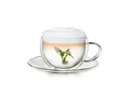 Creano Teeglas Thermo Tasse mit Untersetzer “Grün” 250ml, Borosilikatglas, 2-teilig