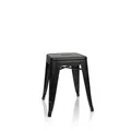 hjh OFFICE 645006 Metall Hocker VANTAGGIO Schwarz matt Sitzhocker im Industry-Design, stapelbar, niedrig