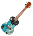Stylische Konzert Ukulele aus Mahagoni und Fichte m. Two Seasons-Design & Gigbag
