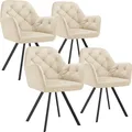 tectake® Drehbarer Samt-Armlehnstuhl Lucia gepolstert, mit Steppmuster 58 x 58 x 87 cm