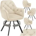 tectake® 4er Set Esszimmerstühle drehbar mit Armlehne, Samtstoff Drehstuhl ergonomisch, Möbel für Wohnzimmer, Stühle für Dining Lounge, Office, als Schminkstuhl oder Schreibtischstuhl - Creme