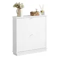 SoBuy Schuhschrank Schmal - Schuhregal Schmal mit 2 Klappen - Schuhkipper für bis zu 10 Paar Schuhe, stabil und kippsicher - für Flur, Eingangsbereich - Schuhschrank Weiss - B76xH78xT18cm FSR99-W