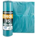 Müllsäcke 240L extra stark 15er Rolle 100x125cm reißfest LDPE blau Hinrichs