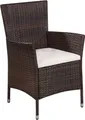 vidaXL Gartenstuhl und Hocker mit Polstern Poly Rattan Braun