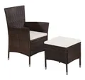 vidaXL Gartenstuhl Gartenstuhl und Hocker mit Polstern Poly Rattan Braun (1 St)