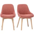 Skandinavische Stühle aus Terrakotta-samtartigem Strukturstoff und hellem Massivholz (2er Set) HOLO
