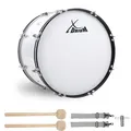 XDrum MBD-222 Marsch Bass Trommel, Fußball Pauke 22" x 12" (7,5 kg, 4 Ösen, Spannschrauben, inkl. Paar Schlägel, Tragegurte, Stimmschlüssel) weiß