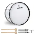 Große Marsch Trommel 22" x 12" Marschtrommel weiß mit Tragegurt zum Top-Preis!