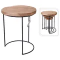 H&S Collection 3X Teak Beistelltisch Metall Couchtisch Satztisch Wohnzimmer