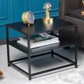 Moderner Beistelltisch DURA STEEL 50cm schwarz Metall mit Ablagefach Couchtisch