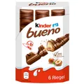 Kinder bueno – Schokoriegel mit knuspriger Waffel, Milch-Haselnuss-Creme und Vollmilchschokolade – 1 Packung mit 6 einzeln verpackten Riegeln (Verpackung kann variieren)