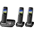 Panasonic KX-TGJ323GB Strahlungsarmes Schnurlostelefon mit Anrufbeantworter, Farbdisplay, Rufnummernanzeige, 2 zusätzliche Mobilteile, 18h Sprechz... - Schwarz