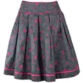 Ramona Lippert Trachtenrock Anne Faltenrock dunkelgrau pink Rosendruck Rocklänge 65 cm Baumwolle 34