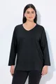 Ulla Popken T-Shirt Shirt V-Ausschnitt Relaxed Langarm