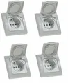 4er Set Schutzkontakt-Steckdose mit Deckel IP44 inkl. Rahmen UP weiß, 250V 16A