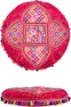 Orientalische Kissen Bodenkissen Bunt aus Baumwolle ø 55cm inklusive Füllung | Marokkanisches Sitzkissen Sitzpouf Bahri Pink Rund | Orientalisches rundes Yogakissen Meditationskissen bestickt