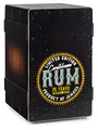 XDrum Design Series Cajon “Rum” - Designer-Cajon mit Vintage-Aufdruck - Integrierter Bass Port - Korpus aus HPL in Bananenkisten-Optik - Fest installierter Snare-Teppich
