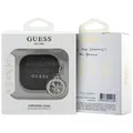 Guess AirPods 4 Hülle Case Cover 4G Script Metal Charm Strass Collection black
