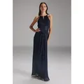 SWING Abendkleid - Plissiertes Jersey-Abendkleid mit Metallic-Fäden Taillierte Passform mit fließendem Rockteil blau 38