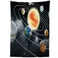 Abakuhaus Tischdecke Farbfest Waschbar Für den Außen Bereich geeignet Klare Farben, Weltraum Sonnensystem-Planeten bunt 140 cm x 200 cm