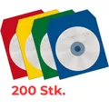 200 Papiertaschen bunt mit Lasche + Sichtfenster farbig Hülle für je 1 BD CD DVD