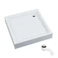 Aquabad Duschwanne NORMA, Maße 90x90cm Quadrat für Duschecke, Duschnische, 3x integrierte Standvorrichtung, Domoplex Siphon, Weißes Sanitäracryl