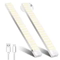 Unterbauleuchte Küche LED Schrankbeleuchtung 32cm 2Stück Warmweiß mit Bewegungsmelder Innen Akku,Schranklicht Schrankleuchten Lichtleiste USB mit Sensor für Kleiderschrank,Unterschrank,Kofferraum,RV