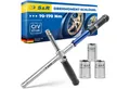 S&R Drehmomentschlüssel neues Patent: 2 in 1 Kreuz-Drehmoment-Schlüssel mit Spindelgriff (Set, 5-tlg. Drehmomentschlüssel + Spindelgriff + 3 Stecknüsse 17, 19, 21 mm), 1/2 Zoll, aus CRV-Stahl, in stabilem robustem Koffer