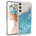 EAZY CASE Hülle kompatibel mit Samsung Galaxy S23 Plus Schutzhülle mit Flüssig-Glitzer, Handyhülle, Schutzhülle, Back Cover mit Glitter Flüssigkeit, TPU/Silikon, Transparent/Durchsichtig, Blau