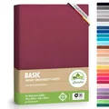 leevitex® Spannbettlaken 140x200cm - 160x200 cm | Spannbetttuch Bettlaken | 100% Jersey Baumwolle | Matratzenhöhe bis 25 cm | Öko-Tex | Bordeaux/Weinrot