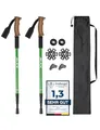 JELEX Nature Teleskop Walking Stöcke für Nordic Walking verstellbar, inkl. diverser Aufsätze für Outdoor Aktivitäten, ultraleichte Wanderstöcke mit Antishock-Technologie (Grün Premium)