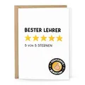 KuschelICH Dankeskarte Lehrer – Grußkarte mit 5 Sterne Bewertung – Geschenkidee für Lehrer, Schule, Abschluss, mit Umschlag, DIN A6