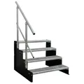 SRM Design 4 Stufen Standtreppe Wangentreppe Gitterrosttreppe Außentreppe Industrietreppe schwarz 18 cm Stufenhöhe 100 cm Breite 72 cm Höhe 1x Geländer