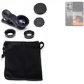 K-S-Trade Smartphone Kamera Linsen Set Kompatibel mit Infinix GT 10 Pro 3in1 Clip-On Kamera Adapter Macro Weitwinkel FishEye Fischauge Objektiv Linse - Schwarz