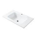 Aufsatzwaschbecken 80 cm Weiß matt Mineralguss 1,6cm dünn + Überlauf & Hahnloch