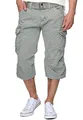 Indicode Herren Nicolas Check 3/4 Cargo-Shorts inkl. Gürtel | Herrenshorts aus Baumwolle Lt Grey, XXL